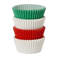 Cupcake-Kapseln 5,5 cm in Grün, Rot und Weiß - Decora - 75 Stück