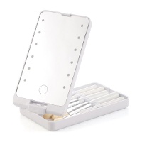 Tragbarer LED-Spiegel 16 x 9 x 2,5 cm mit Make-up-Pinseln