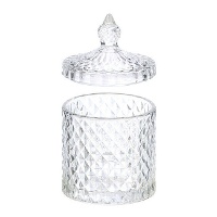 Bonbonniere, 14 x 8,5 x 8,5 cm, transparent mit Rautenmuster