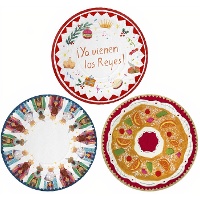 Tablett von 30 cm mit Heiligen Drei Königen und Dreikönigskuchen - 2 Einheiten