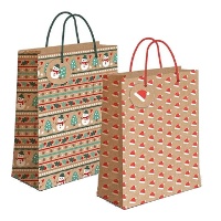 Geschenktüte aus Kraftpapier 14 x 11,5 x 6,7 cm mit weihnachtlichen Motiven - 1 Stück