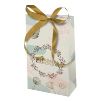 Geschenkbox 12,5 x 6,5 x 4,3 cm mit beige Kommunionsschleife - 2 Stück