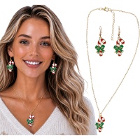 Set aus Halskette und Ohrringen im Zuckerstangen-Design