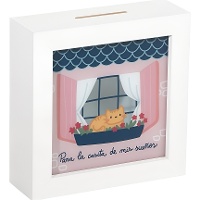 Spardose in Hausform mit Kätzchen