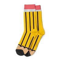 Socken im gelben Bleistift-Design - Größe 42-47 - 1 Paar