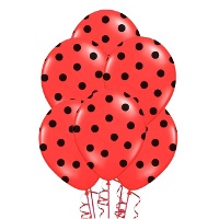 Latex Luftballons mit schwarzen Punkten 30 cm - PartyDeco - 50 Stk.