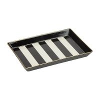 Elegante Ablageschale mit schwarzen Streifen und goldenem Rand