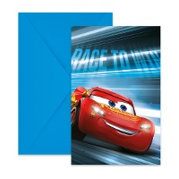 Cars?Einladungen, blau - 6 Stück