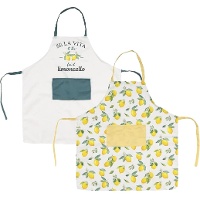 2er-Set Schürzen mit Zitronenprint für Mutter und Tochter