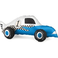 Blauer Rennwagen-Folienballon, 90 x 34 cm