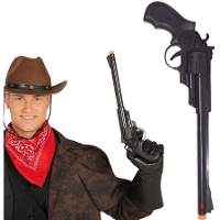 Schwarzer Revolver mit langem Lauf - 43 cm