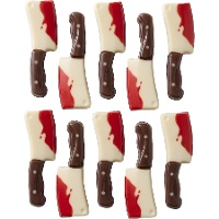 Weiße Schokolade Figuren von blutigen Messern - 10 Stück.