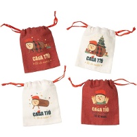 Geschenkbeutel 15 x 12 x 1 cm mit Tió-de-Nadal-Motiv - 1 Stück