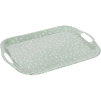 Tablett 41 x 29 cm mit grünem Blattmuster