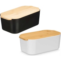Brotkasten 33 x 18,5 x 12 cm mit Bambusdeckel - 1 Stück