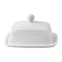 Elegante weiße Butterdose mit Relief
