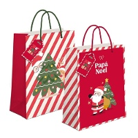 Geschenktüte 32 x 26 x 10 cm in Rot - Weihnachtsmotiv - 1 Stück