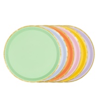 Farbige runde Teller, 21 cm - 6 Stück