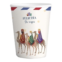 Weiße Becher mit Drei Könige Motiv, 266 ml - 6 Stück