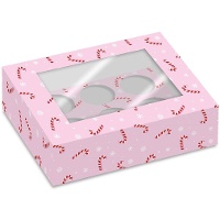 Box für 6 Cupcakes mit Zuckerstangenmotiv - 2 Stück