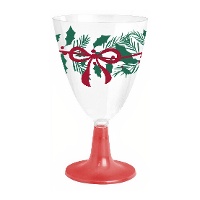 Mistel-Kelch mit roter Schleife, 220 ml, für Wein oder Wasser - 3 Stück