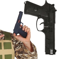 Schwarze Militärpistole - 22 cm