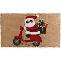 Fußmatte mit Weihnachtsmann auf dem Motorroller