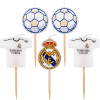Real Madrid-Kerzen mit Logo und Ballmotiven - 5 Stück
