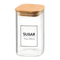 Borosilikatglasbehälter 1,2 L mit Bambusdeckel Sugar