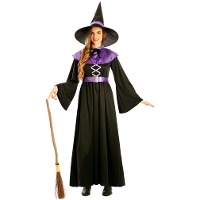 Hexenkostüm für Damen in Lila und Schwarz