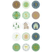 Adventskalender Zahlenaufkleber rund - 60 Stück.