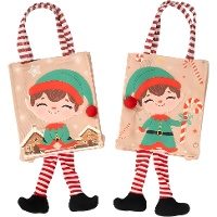 Weihnachtliche Geschenktasche mit Elfenmotiv, 19 x 15 x 5 cm - 1 Stück