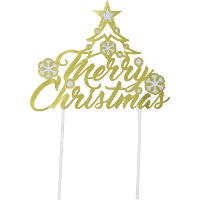 Goldener Torten-Topper 'Merry Christmas', 16 x 24 cm