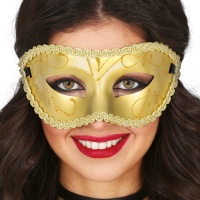 Venezianische Maske mit goldenem oder weißem Glitter - 1 Stück