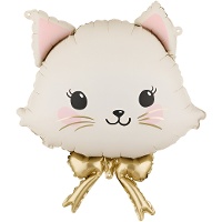 Kawaii-Katzen-Folienballon mit goldener Schleife, kindliches Design