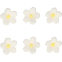 1,4 cm weiße Gänseblümchen Zuckerfiguren - FunCakes - 64 Stück