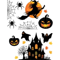 Halloween Silhouette Wanddekoration Aufkleber - 16 Stk.
