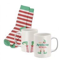 Geschenkset mit Tasse und Weihnachts-Elfsocken