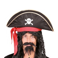 Piratenhut mit goldenem Rand und rotem Band