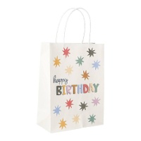 Geschenktasche 27 x 20 cm mit Aufschrift 'Happy Birthday' und Sternen - 1 Stück