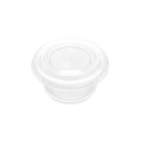 60 ml Saucenbecher aus transparentem Kunststoff mit Deckel - 50 Stück.