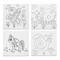 Ausmalbares Leinwand 25 x 25 cm Tiere - 1 Stück