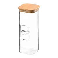 Borosilikatglas-Behälter 2,1 L mit Bambusdeckel für Spaghetti