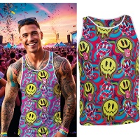 Psychedelisches Acid?Smiley Tanktop für Herren