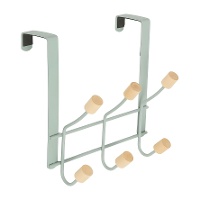 Über-Tür-Garderobe mit 3 Doppelhaken, mintgrün