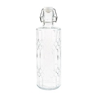 1 L geschliffene Glasflasche, transparent
