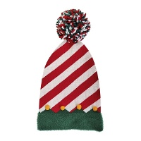 Weihnachtsmütze mit Streifen und Bommel