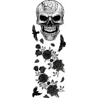 Schwarze Totenköpfe und Rosen selbstklebende Wanddekoration