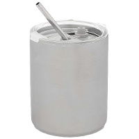 Becher mit 0,38 L Fassungsvermögen, Deckel und Strohhalm