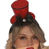 Steampunk rotes Mini-Hut-Stirnband